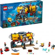LEGO City Ocean Exploration Base Playset 60265, with Submarine, Underwater Drone, Diver, Sub Pilot, Scientist and 2 Diver Minifigures, Plus Stingray and Hammerhead Shark Figures, N