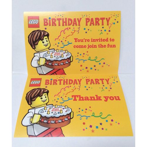  Lego Birthday Party Invitations - Pack of 10 Invitations