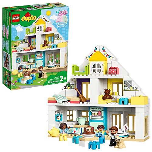  LEGO DUPLO Town Modular Playhouse 10929 Dollhouse with Furniture and a Family, Great Educational Toy for Toddlers (130 Pieces), Multicolor