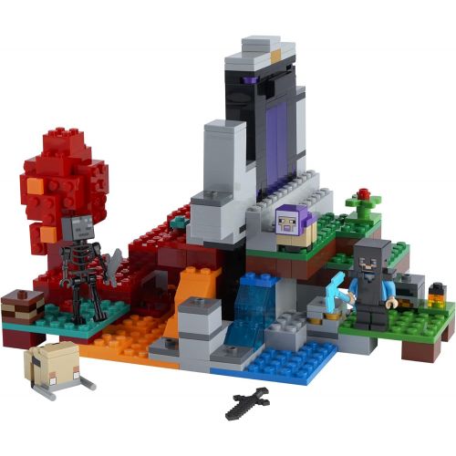  LEGO Minecraft The Ruined Portal 21172 Building Kit; Fun Minecraft Toy for Kids with Steve and a Wither Skeleton; New 2021 (316 Pieces)