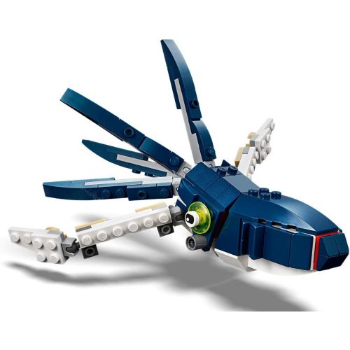  LEGO Creator 3in1 Deep Sea Creatures 31088 Make a Shark, Squid, Angler Fish, and Crab with this Sea Animal Toy Building Kit (230 Pieces)