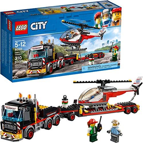  LEGO City Heavy Cargo Transport 60183 Toy Truck Building Kit with Trailer, Toy Helicopter and Construction Minifigures for Creative Play (310 Pieces) (Discontinued by Manufacturer)