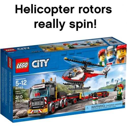  LEGO City Heavy Cargo Transport 60183 Toy Truck Building Kit with Trailer, Toy Helicopter and Construction Minifigures for Creative Play (310 Pieces) (Discontinued by Manufacturer)