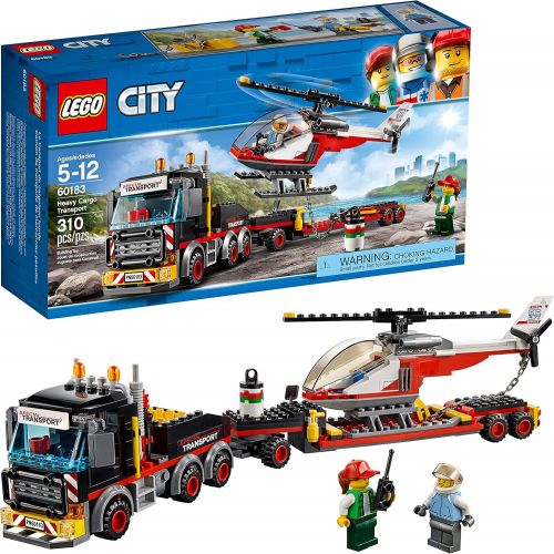  LEGO City Heavy Cargo Transport 60183 Toy Truck Building Kit with Trailer, Toy Helicopter and Construction Minifigures for Creative Play (310 Pieces) (Discontinued by Manufacturer)
