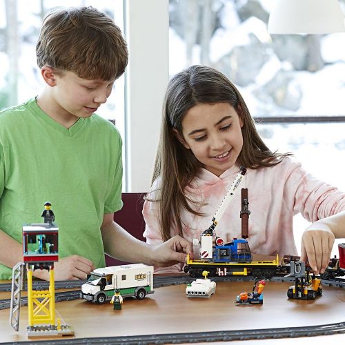  LEGO City Cargo Train 60198 Remote Control Train Building Set with Tracks for Kids(1226 Pieces)