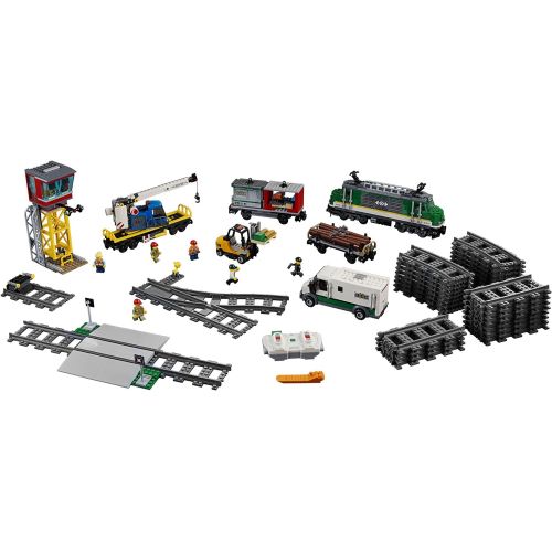  LEGO City Cargo Train 60198 Remote Control Train Building Set with Tracks for Kids(1226 Pieces)