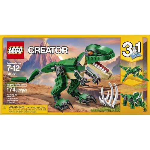  LEGO Creator Mighty Dinosaurs 31058 Build It Yourself Dinosaur Set, Create a Pterodactyl, Triceratops and T Rex Toy (174 Pieces)