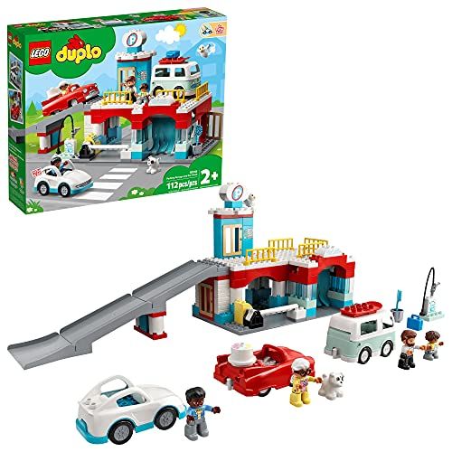  LEGO DUPLO Parking Garage and Car Wash 10948 Kids’ Building Toy Featuring a Car Wash, Gas Station and Car Park; New 2021 (112 Pieces)