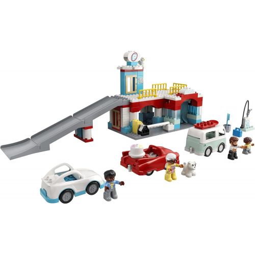  LEGO DUPLO Parking Garage and Car Wash 10948 Kids’ Building Toy Featuring a Car Wash, Gas Station and Car Park; New 2021 (112 Pieces)