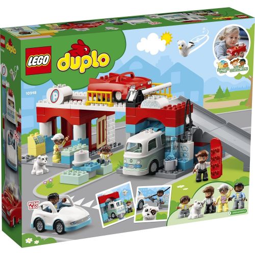  LEGO DUPLO Parking Garage and Car Wash 10948 Kids’ Building Toy Featuring a Car Wash, Gas Station and Car Park; New 2021 (112 Pieces)