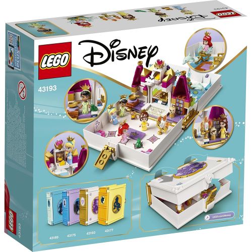  LEGO 43193 Disney Princess Ariel, Belle, Cinderella and Tiana’s Storybook Adventures Castle Toy for Kids with 4 Micro Dolls Figures