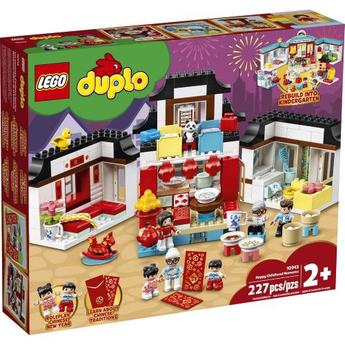  LEGO DUPLO Town Happy Childhood Moments 10943 Family House Toy Playset; Imaginative Play and Creative Fun for Kids, New 2021 (227 Pieces)