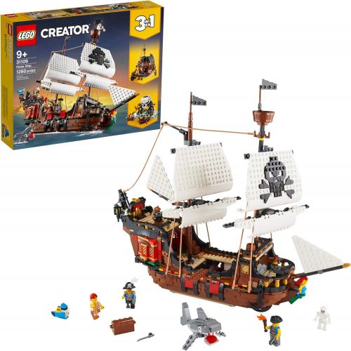  LEGO Creator 3in1 Pirate Ship 31109 Building Playset for Kids who Love Pirates and Model Ships, Makes a Great Gift for Children who Like Creative Play and Adventures (1,260 Pieces)