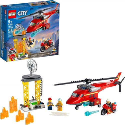  LEGO City Fire Rescue Helicopter 60281 Building Kit; Firefighter Toy and Fun Playset for Kids, New 2021 (212 Pieces)