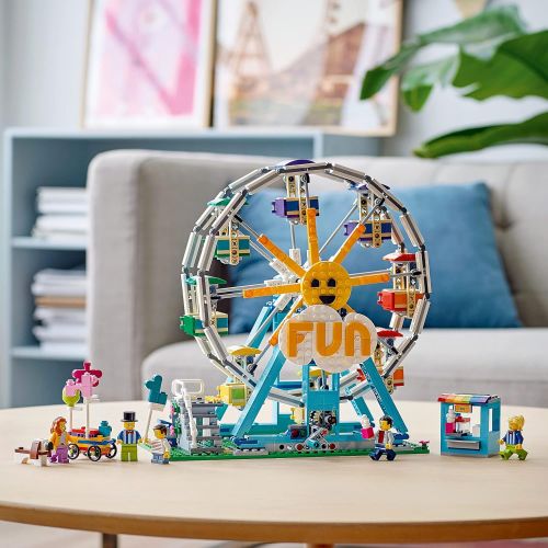  LEGO Creator 3in1 Ferris Wheel 31119 Building Kit with Rebuildable Toy Bumper Cars, Boat Swing and 5 Minifigures; New 2021 (1,002 Pieces)