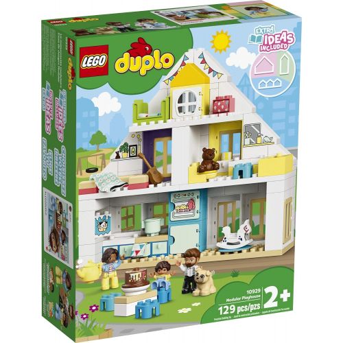  LEGO DUPLO Town Modular Playhouse 10929 Dollhouse with Furniture and a Family, Great Educational Toy for Toddlers (130 Pieces), Multicolor