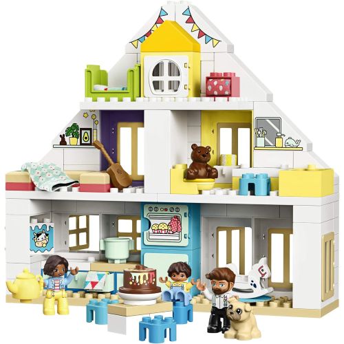  LEGO DUPLO Town Modular Playhouse 10929 Dollhouse with Furniture and a Family, Great Educational Toy for Toddlers (130 Pieces), Multicolor