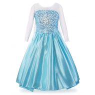 LEHNO Elsa Costume for Girls Frozen Elsa Dress Up Sequined Princess Party Dress for Halloween