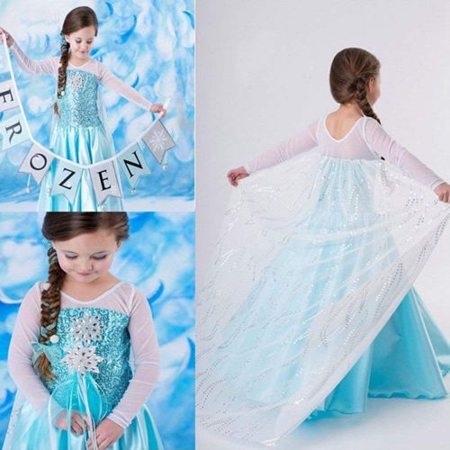  LEHNO Elsa Costume for Girls Frozen Elsa Dress Up Sequined Princess Party Dress for Halloween