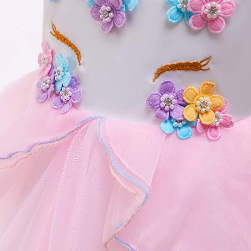  LEHNO Unicorn Pretend Play Dress Up Wedding Flower Girl Dress Birthday Party Dress Toddler Unicorn Cloth First Holy Communion