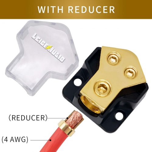  LEIGESAUDIO 0/2/4 Gauge in 4/8 Gauge Out 2 Way Amp Copper Power Distribution Block for Car Audio Splitter (1PACK)