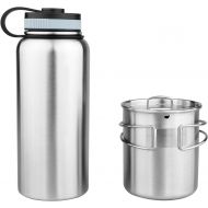 LEIPUPA Picnic 1L Water Bottle + Folding Cup with Bottle Hanger + Bag