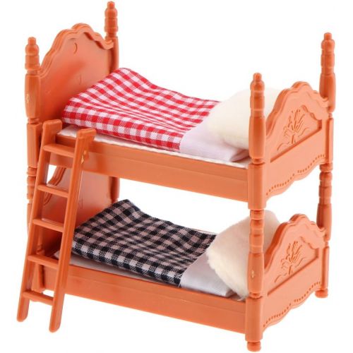  LEIPUPA 1/12 Dollhouse Bedroom Furniture Bunk Bed Model Bedroom Accessory Decor