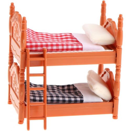  LEIPUPA 1/12 Dollhouse Bedroom Furniture Bunk Bed Model Bedroom Accessory Decor