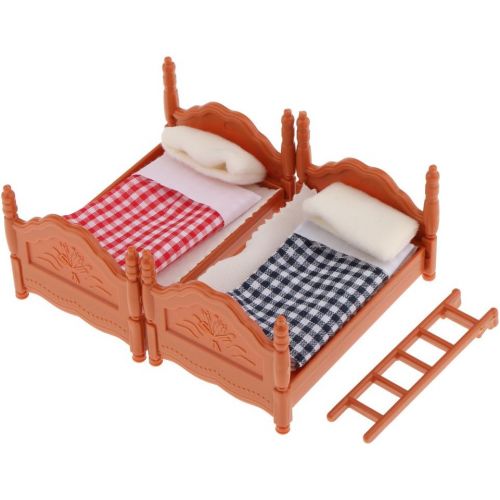  LEIPUPA 1/12 Dollhouse Bedroom Furniture Bunk Bed Model Bedroom Accessory Decor