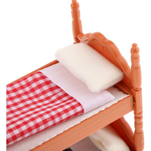  LEIPUPA 1/12 Dollhouse Bedroom Furniture Bunk Bed Model Bedroom Accessory Decor