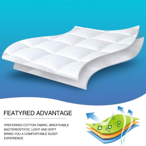  LEISURE Cosylifee King Mattress Pad Cover Thick Quilted Mattress Topper Cooling Mattress Protector Overfilled Cotton Top Pillow Top with Snow Down Alternative Fill (8-21”Fitted Deep Pocket