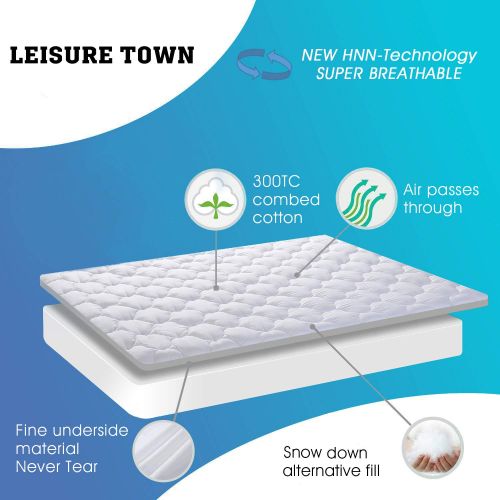  [아마존 핫딜]  [아마존핫딜]LEISURE TOWN Cal King Mattress Pad Cover Cooling Mattress Topper Cotton Top Pillow Top with Snow Down Alternative Fill (8 to 21 Inches Fitted Deep Pocket)