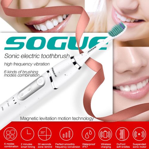  LEJIE SOGUE Electric Toothbrush,Wireless inductive charging Sonic Toothbrush,30 Days Use With Smart Dual...
