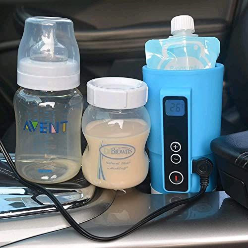  LEJIEYIN 12V/6A Car Bottle Warmer Mug Heater Car Milk Warmer for Baby Temperature Control Kettle for Coffee/Tea/Milk Portable Travel Smart Coffee Travel Cup on The Go (Blue)