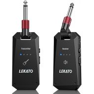 LEKATO Wireless Guitar System 5.8GHz, Rechargeable Wireless Guitar Transmitter Receiver 8-hours Battery Time, 4 Channels Guitar Wireless System for Electric Guitar Bass, Black(WS-90)