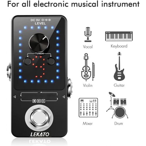  LEKATO Guitar Effect Pedal Guitar Looper Pedal Tuner Function Loop Station Loops 9 Loops 40 minutes Record Time with USB Cable for Electric Guitar Bass
