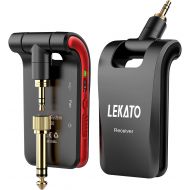 [아마존베스트]LEKATO Wireless Guitar System Stereo 2.4G Wireless Guitar Transmitter and Receiver 1/4” & 1/8” 2 in 1 Plugs Rechargeable Wireless System for Guitar, Keyboard, Camera(Equipped with