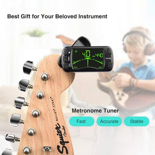  [아마존베스트]LEKATO Guitar Tuner Clip On Metronome Tuner Tone Generator 3 in 1 Multifunction Portable for All Instruments, Bass, Chromatic, Instruments, Violin and Ukulele (Battery Clipped on t