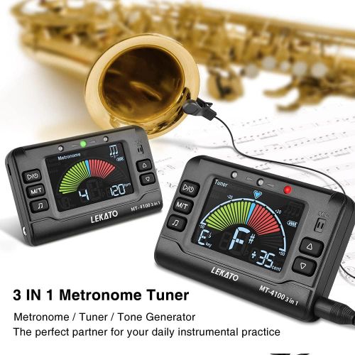  [아마존베스트]LEKATO Metronome Tuner Rechargeable Tuner Digital 3 in 1 Multifunction Tuner for All Instruments, Guitar Bass, Chromatic, Violin and Ukulele