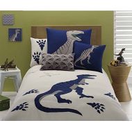 LELVA Dinosaur Pattern Bedding Sets Cartoon Bedding Kids Bedding Boys Embroidery Bedding (Full - Fitted Sheet)