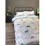LELVA Dinosaur Printing Duvet Cover Set for Boys Bedding Set Twin Size Teens Fitted Sheet 3 Piece