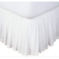 LELVA RAINBOWLINEN Stylish White Solid Egyptian Cotton Split Corner Gather Ruffle Bed Skirt 750 Thread Count California King (72 x 84) Size 20 INCH Drop Length