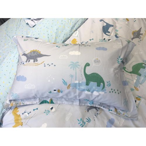  LELVA Dinosaur Printing Duvet Cover Set for Boys Bedding Set King Size Teens Fitted Sheet 4 Piece