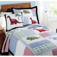 LELVA Dinosaur Park Bedding Sets Cartoon Bedspreads Set Childrens Quilt Set Kids Bedding Boys Twin Size