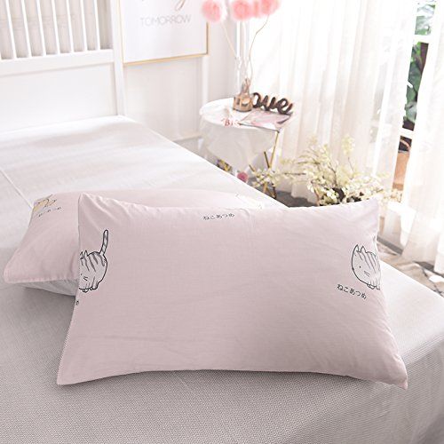  LELVA Cute Duvet Cover Set Teens Twin Pink Cats Print Bedding Sets Girls Comforter Cover Set 3 Piece