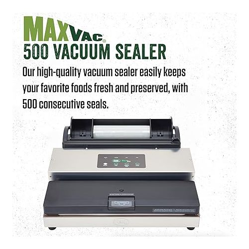  LEM Products MaxVac 500 Aluminum Vacuum Sealer with Removable Bag Holder and Cutter, Silver and Black