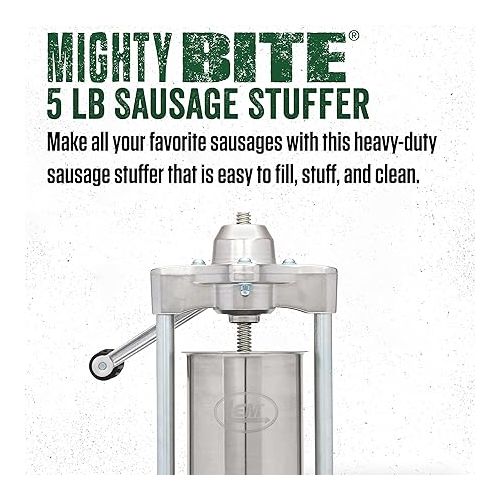 LEM Products Mighty Bite Vertical Stainless Steel 5 Pound Capacity Sausage Stuffer with Plastic Stuffing Tubes,Silver