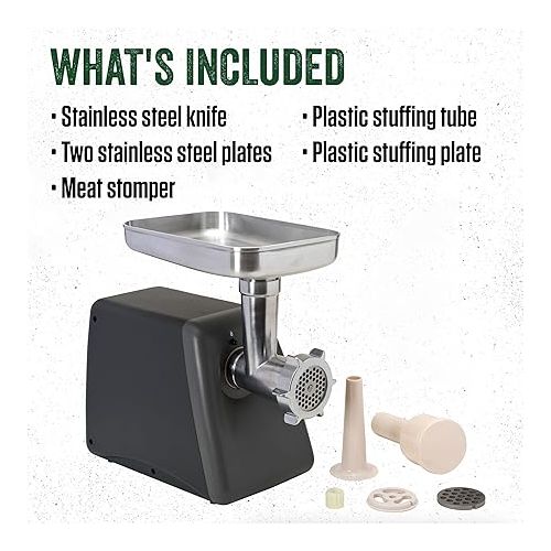  LEM Products #8 Countertop Meat Grinder, 575 Watt Aluminum Electric Meat Grinder Machine, Ideal for Occasional Use