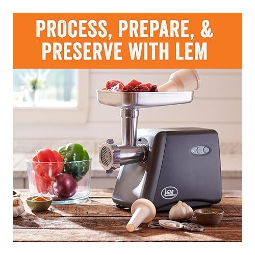  LEM Products #8 Countertop Meat Grinder, 575 Watt Aluminum Electric Meat Grinder Machine, Ideal for Occasional Use