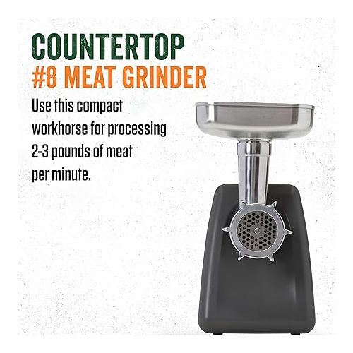  LEM Products #8 Countertop Meat Grinder, 575 Watt Aluminum Electric Meat Grinder Machine, Ideal for Occasional Use